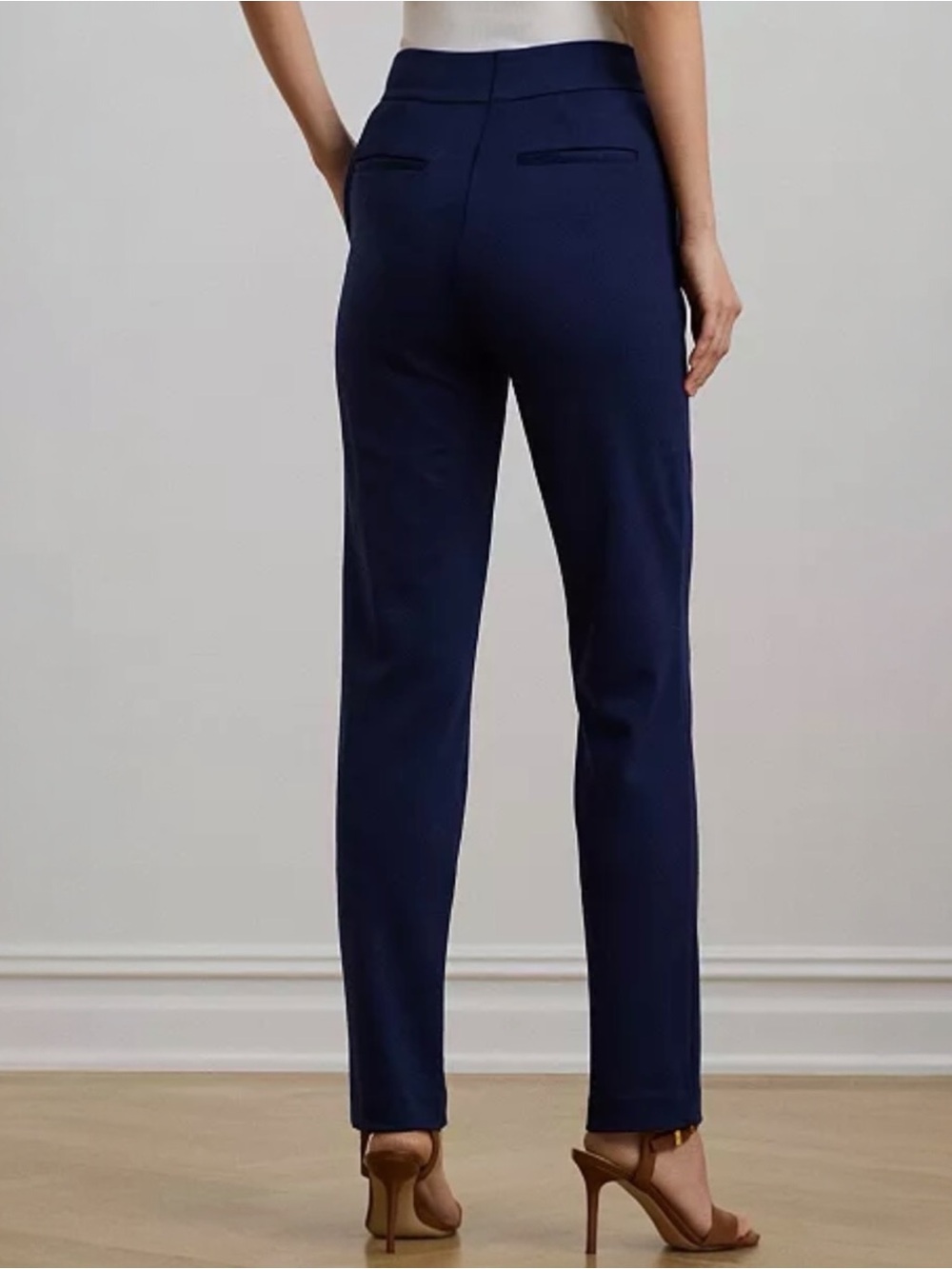 NWT Lauren Ralph Lauren Navy Stretch Ponte Crop Pant - Picture 3 of 10